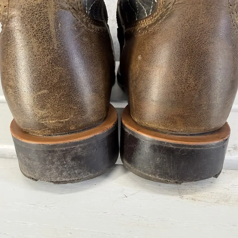 Twisted X Men's Ruff Stock Western distressed Boots in Bomber brown and Grey 12D